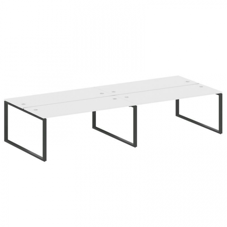 Metal System Рабочая станция на 4 места на О-образном м/к БО.СМ-4.5 Белый/Металл Антрацит 3600*1475*