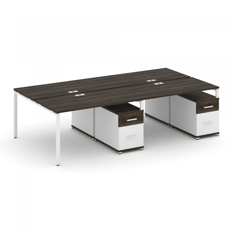 Concept Рабочая станция 4 места с 2 двухсторонними опорными тумбами CN.DRS-323 W Дуб Мали/Белый Брил