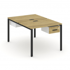 Concept Рабочая станция 2 сторонняя с подвесными тумбами на 2 места CN.DRS-109 B Дуб Винченцо/Белый