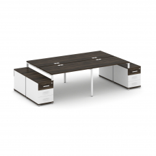 Concept Рабочая станция 4 места с 2 двухсторонними опорными тумбами CN.DRS-326 W Дуб Мали/Белый Брил