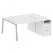 Metal System Рабочая станция с тумбой на А-образном м/к БА.РС-СТП-2.3 Белый/Металл Серый 1812*1475*7