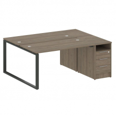 Metal System Рабочая станция с тумбой на О-образном м/к БО.РС-СТП-2.3 Вяз Благородный/Металл Антраци