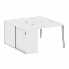 Metal System Рабочая станция с шкафом-купе на А-образном м/к БА.РС-СШК-1.1 Т Белый/Металл Серый 1410