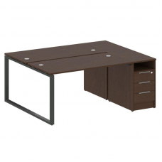 Metal System Рабочая станция с тумбой на О-образном м/к БО.РС-СТП-2.3 Венге Цаво/Металл Антрацит 181
