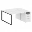 Metal System Рабочая станция с тумбой на О-образном м/к БО.РС-СТП-2.2 Белый/Металл Антрацит 1612*147