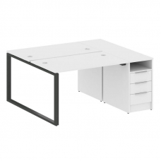 Metal System Рабочая станция с тумбой на О-образном м/к БО.РС-СТП-2.2 Белый/Металл Антрацит 1612*147