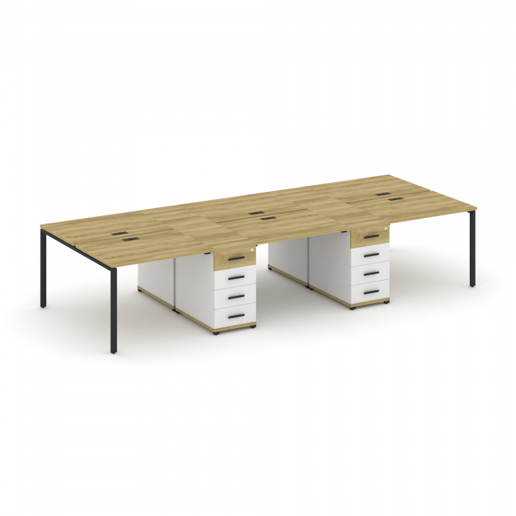 Concept Рабочая станция 6 мест с 2 опорными тумбами CN.DRS-449 B Дуб Винченцо/Белый Бриллиант/Металл