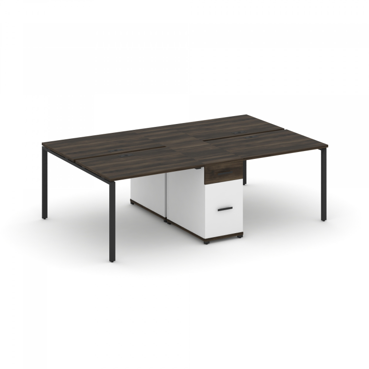 Concept Рабочая станция 4 места с 1 опорной тумбой CN.DRS-421 B Дуб Мали/Белый Бриллиант/Металл Черн
