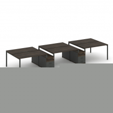 Concept Рабочая станция 6 мест с 2 двухсторонними опорными тумбами CN.DRS-335 A Дуб Мали/Антрацит/Ме