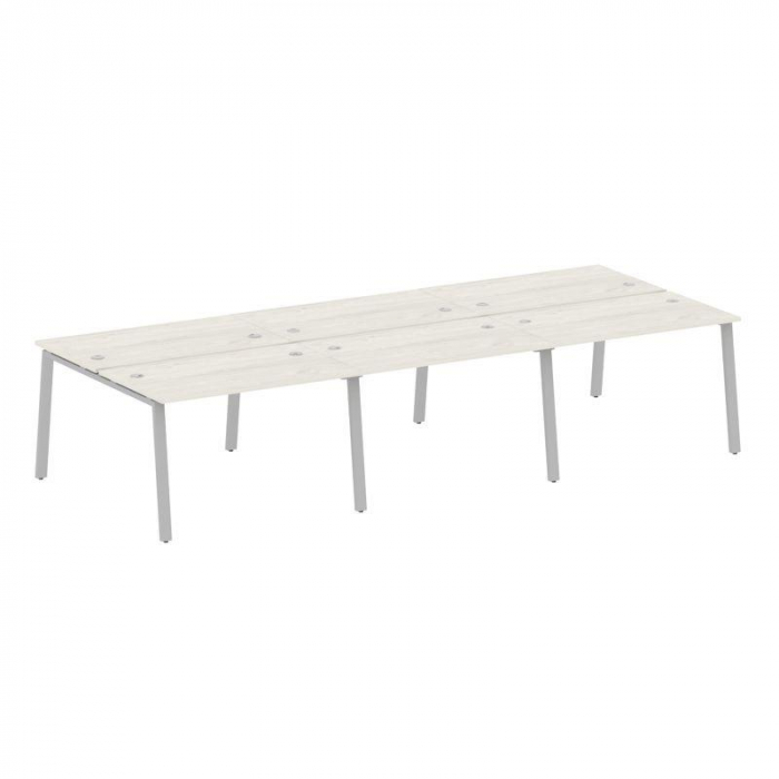 Metal System Рабочая станция на 6 мест на А-образном м/к БА.СМ-6.2 Дуб Наварра/Металл Серый 3600*147