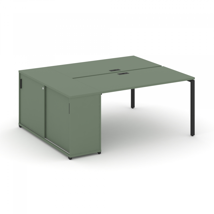 Concept Рабочая станция с опорным шкафом-купе CN.DRS-233 B Кобо/Металл Черный 1400*1480*750