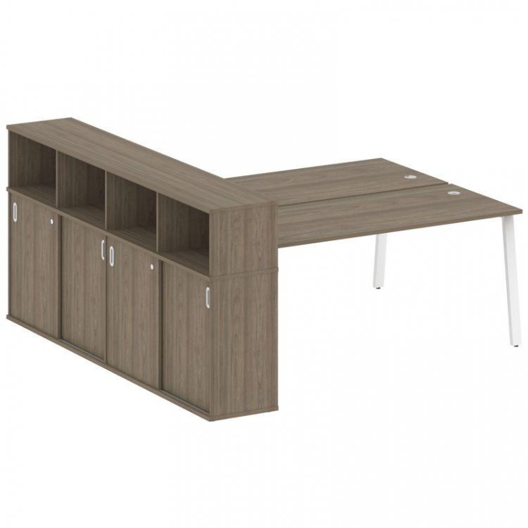 Metal System Рабочая станция с шкафом-купе на А-образном м/к БА.РС-СШК-4.5 Т Вяз Благородный/Металл