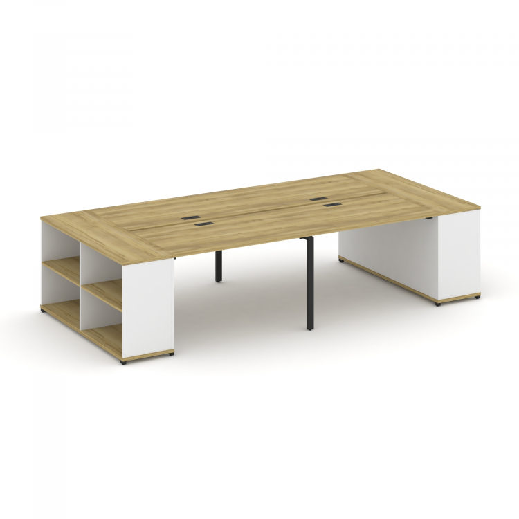 Concept Рабочая станция с опорными стеллажами CN.DRS-246 Дуб Винченцо/Белый Бриллиант/Металл Черный