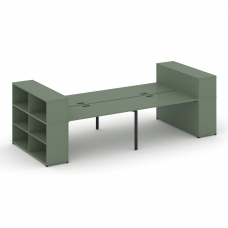 Concept Рабочая станция с опорными стеллажами с надставкой низ. CN.DRS-256 Кобо/Металл Черный 4000*1