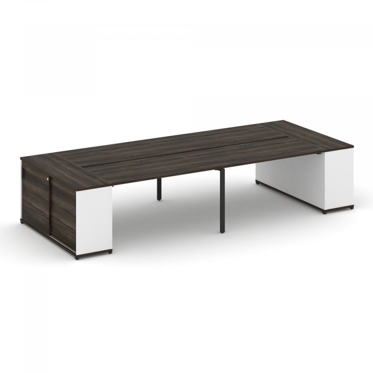 Concept Рабочая станция с опорными шкафами-купе CN.DRS-279 B Дуб Мали/Белый Бриллиант/Металл Черный