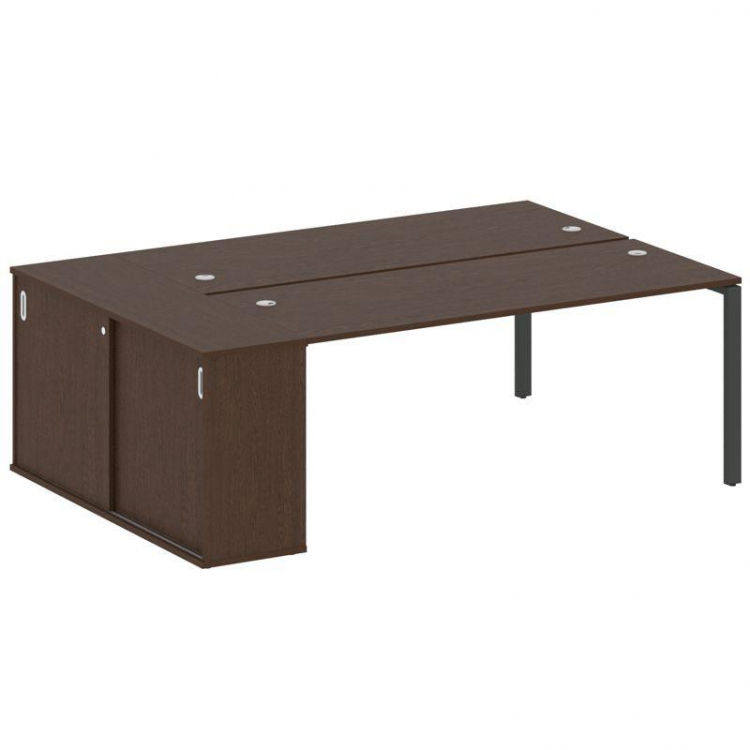 Metal System Рабочая станция с шкафом-купе на П-образном м/к БП.РС-СШК-1.5 Т Венге Цаво/Металл Антра