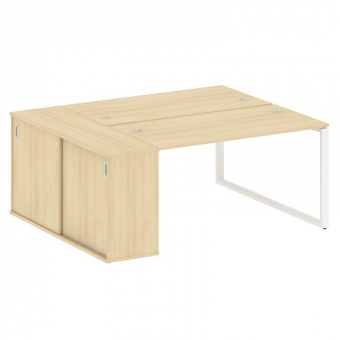 Метал Систем Рабочая станция с шкафом-купе на О-образном м/к БО.РС-СШК-1.3 Т Акация Лорка/Металл Бел