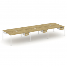 Concept Рабочая станция двухсторонняя с подвес. тумбами на 6 мест CN.DRS-152 W Дуб Винченцо/Белый Бр