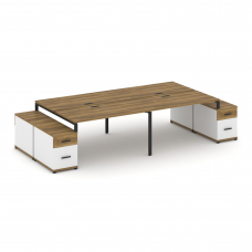 Concept Рабочая станция 4 места с 2 двухсторонними опорными тумбами CN.DRS-331 B Сандал Янтарный/Бел