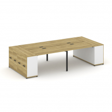 Concept Рабочая станция с опорными распаш. шкафами CN.DRS-262 B Дуб Винченцо/Белый Бриллиант/Металл