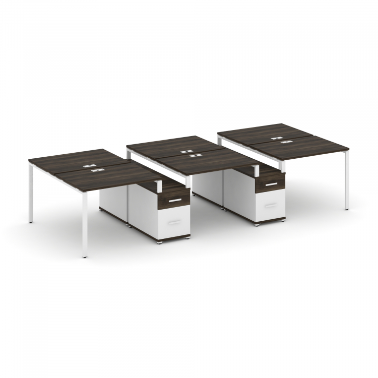 Concept Рабочая станция 6 мест с 2 двухсторонними опорными тумбами CN.DRS-337 W Дуб Мали/Белый Брилл