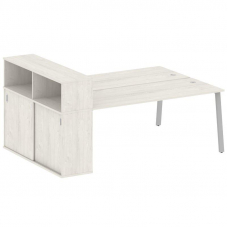 Metal System Рабочая станция с шкафом-купе на А-образном м/к БА.РС-СШК-2.5 Т Дуб Наварра/Металл Серы