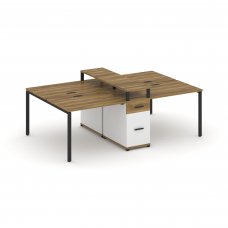 Concept Рабочая станция 4 места с 1 опорной тумбой CN.DRS-437 B Сандал Янтарный/Белый Бриллиант/Мета