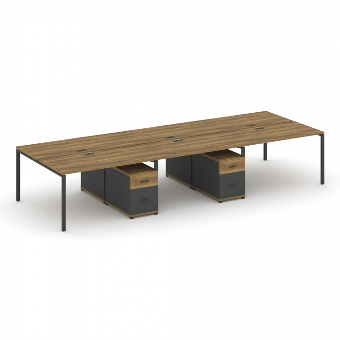 Concept Рабочая станция 6 мест с 2 двухсторонними опорными тумбами CN.DRS-347 A Сандал Янтарный/Антр