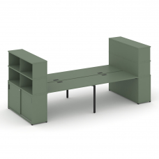 Concept Рабочая станция с опорными шкафами-купе с надставкой выс. CN.DRS-286 B Кобо/Металл Черный 32