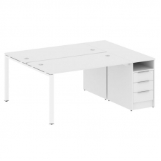 Metal System Рабочая станция с тумбой на П-образном м/к БП.РС-СТП-2.3 Белый/Металл Белый 1812*1475*7