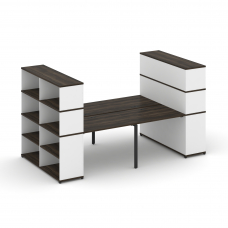 Concept Рабочая станция с опорными стеллажами с надставкой выс. CN.DRS-257 Дуб Мали/Белый Бриллиант/