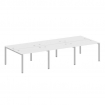 Metal System Рабочая станция на 6 мест на П-образном м/к БП.СМ-6.2 Белый/Металл Серый 3600*1475*750