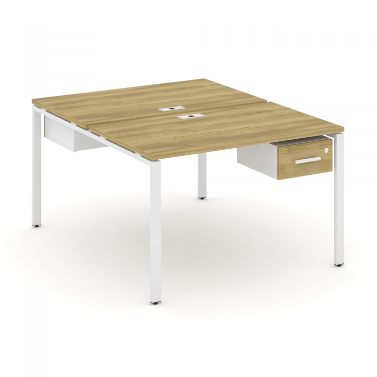 Concept Рабочая станция 2 сторонняя с подвесными тумбами на 2 места CN.DRS-110 W Дуб Винченцо/Белый