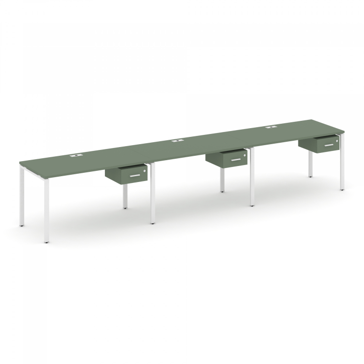 Concept Рабочая станция односторонняя с подвес. тумбами 3 места CN.ORS-129 W Кобо/Металл Белый 2940*