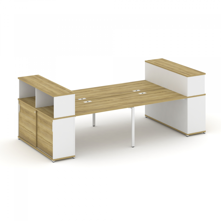 Concept Рабочая станция с опорными шкафами-купе с надставкой низ. CN.DRS-282 W Дуб Винченцо/Белый Бр