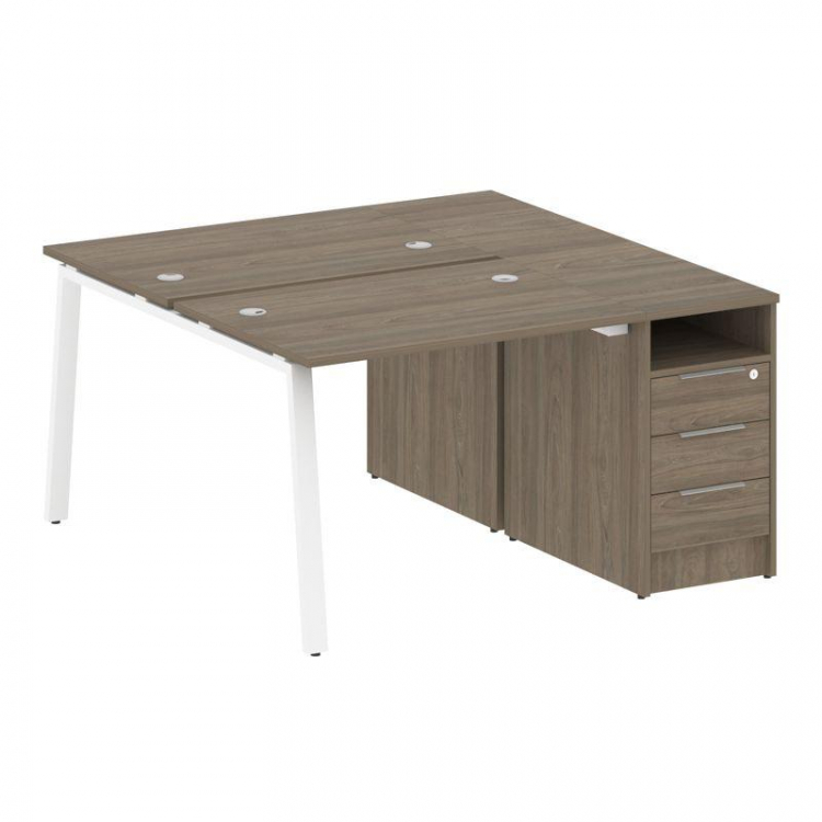 Metal System Рабочая станция с тумбой на А-образном м/к БА.РС-СТП-2.1 Вяз Благородный/Металл Белый 1