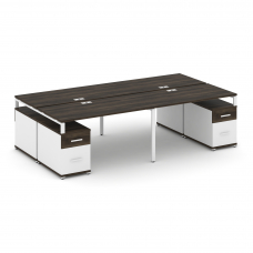 Concept Рабочая станция 4 места с 2 двухсторонними опорными тумбами CN.DRS-331 W Дуб Мали/Белый Брил