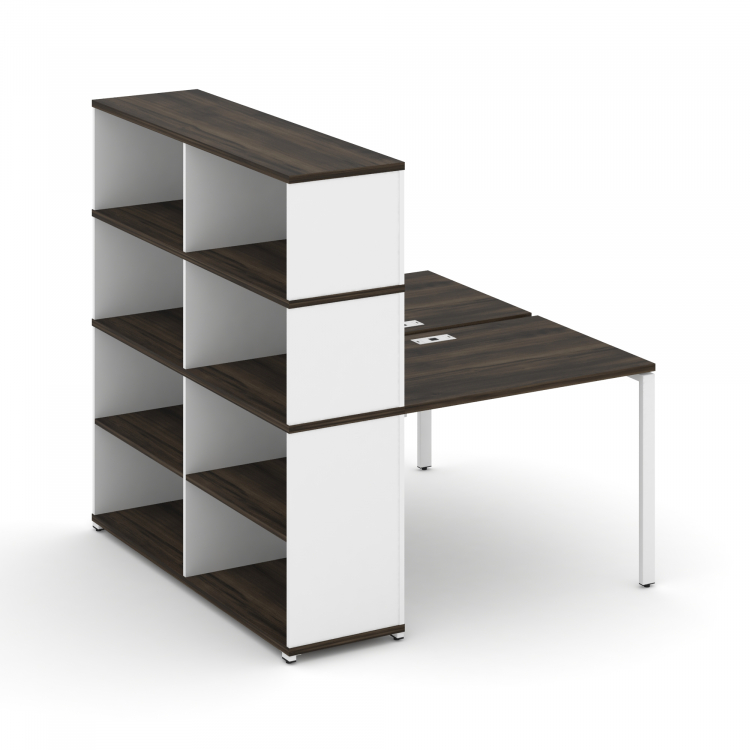Concept Рабочая станция с опорным стеллажом с надставкой выс. CN.DRS-213 Дуб Мали/Белый Бриллиант/Ме