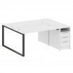 Metal System Рабочая станция с тумбой на О-образном м/к БО.РС-СТП-2.3 Белый/Металл Антрацит 1812*147