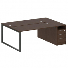 Metal System Рабочая станция с тумбой на О-образном м/к БО.РС-СТП-2.4 Венге Цаво/Металл Антрацит 201