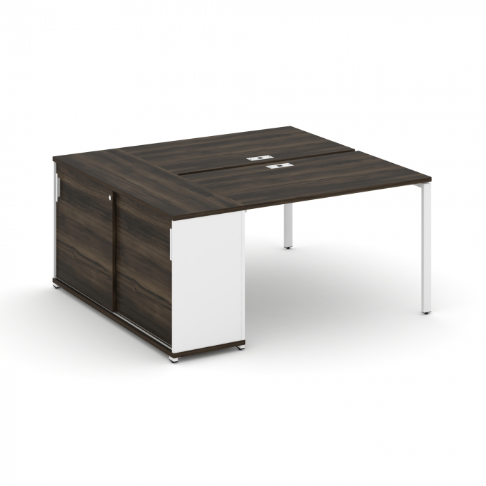 Концепт Рабочая станция с опорным шкафом-купе CN.DRS-234 W Дуб Мали/Белый Бриллиант/Металл Белый 160