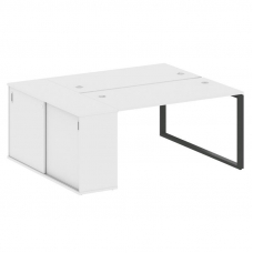 Metal System Рабочая станция с шкафом-купе на О-образном м/к БО.РС-СШК-1.3 Т Белый/Металл Антрацит 1