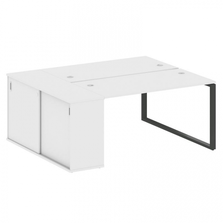 Metal System Рабочая станция с шкафом-купе на О-образном м/к БО.РС-СШК-1.3 Т Белый/Металл Антрацит 1