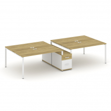 Concept Рабочая станция 4 места с двухсторонней опорной тумбой CN.DRS-316 W Дуб Винченцо/Белый Брилл