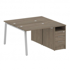 Metal System Рабочая станция с тумбой на А-образном м/к БА.РС-СТП-2.1 Вяз Благородный/Металл Серый 1