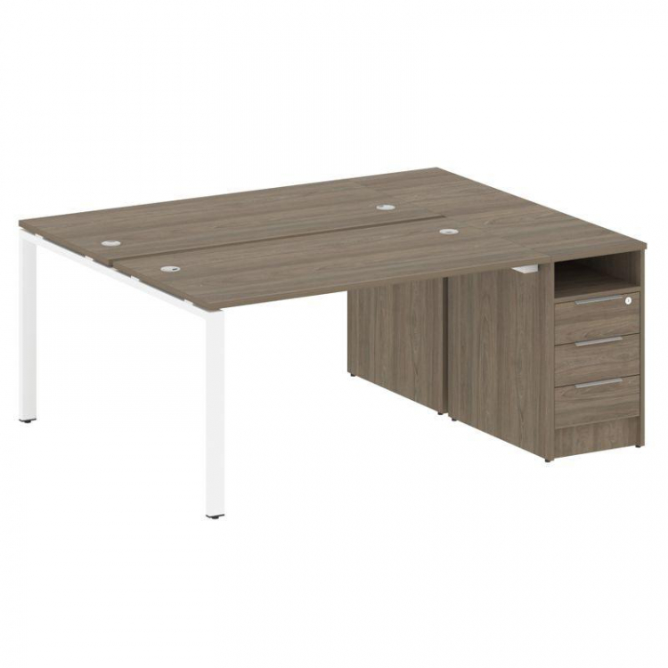 Metal System Рабочая станция с тумбой на П-образном м/к БП.РС-СТП-2.3 Вяз Благородный/Металл Белый 1