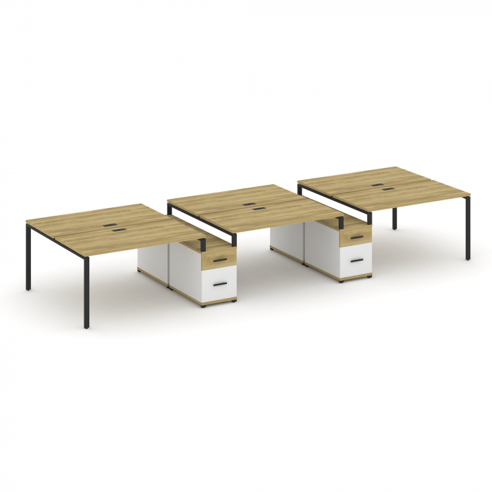 Концепт Рабочая станция 6 мест с 2 двухсторонними опорными тумбами CN.DRS-339 B Дуб Винченцо/Белый Б