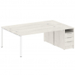 Metal System Рабочая станция с тумбой на П-образном м/к БП.РС-СТП-2.5 Дуб Наварра/Металл Белый 2212*
