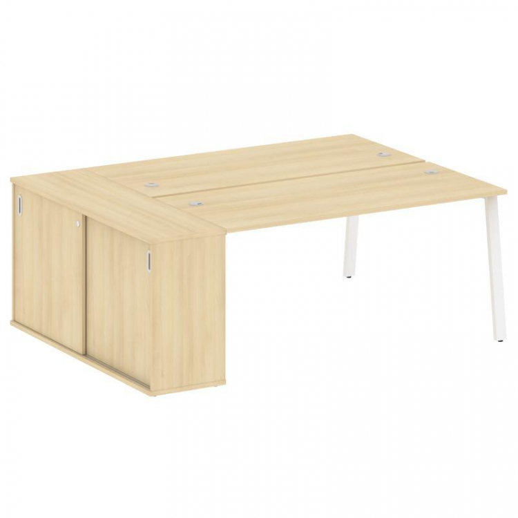Metal System Рабочая станция с шкафом-купе на А-образном м/к БА.РС-СШК-1.4 Т Акация Лорка/Металл Бел