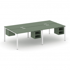 Concept Рабочая станция двухсторонняя с подвесными тумбами на 4 места CN.DRS-128 Кобо/Металл Белый 3